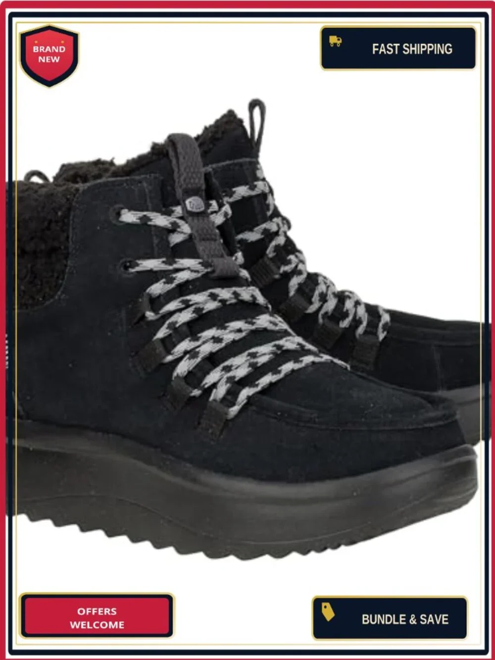 Women's Suede Ankle Booties Lace Up Platform Heel Cozy